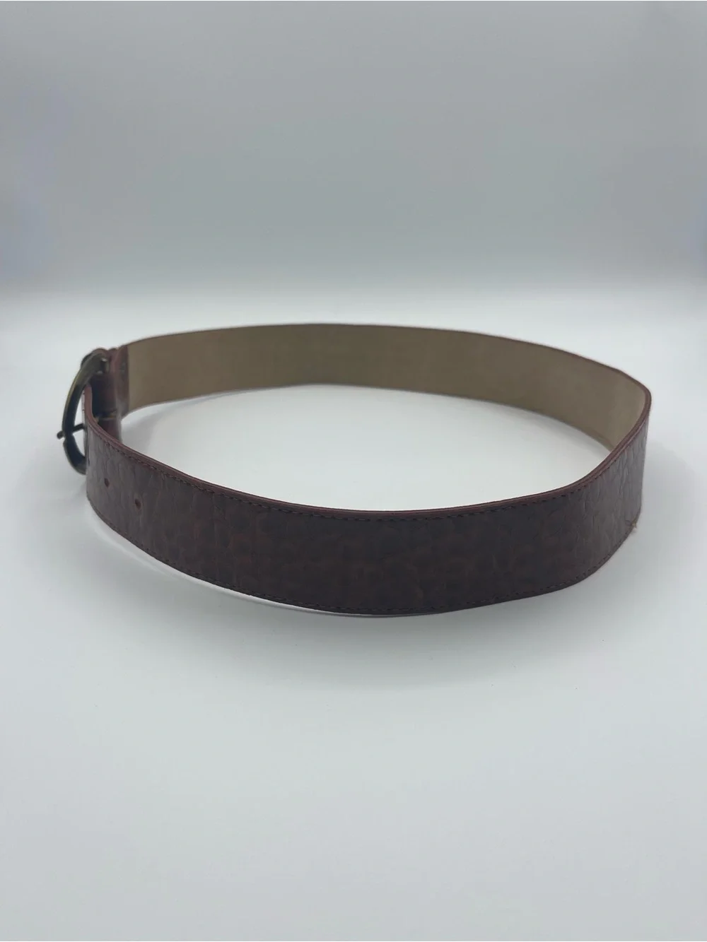 Vintage Century Canada Red Brown Croc Embossed Leather Belt Size 10